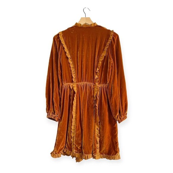 Ulla Johnson Erika Dress, in Sandstone,‎  Velvet Ruffle Trim,  Size 0, NWT - Picture 4 of 16